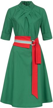 Franchesca Dress Green with Two Belts