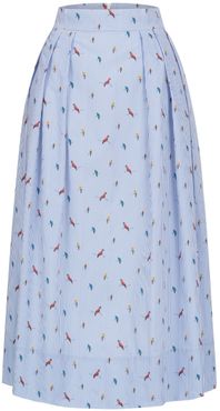 Midi Skirt With Parrot Print