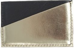 Diagonal Black & Gold Leather Card Holder