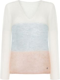 Light Fog Colorful V-Neck Sweater Iwon Pastel Colors