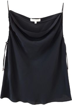 Black Silk Tank With Elastic Bungee Cord Straps