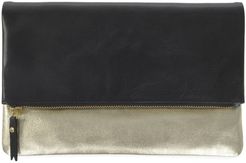 Fold Over Leather Clutch Bag