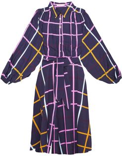 Heves Gathered Shirt Dress - Checked