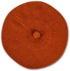Fallon Brown Pom-Pom Knitted Silk Cashmere Beret