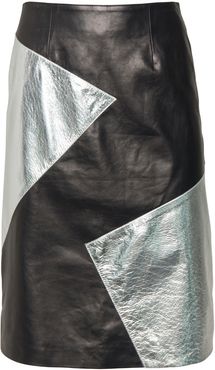 Blair Leather Skirt - Black & Silver