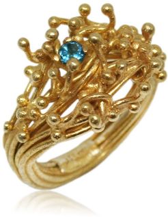 Kulfik Ring Gold With Blue Topaz
