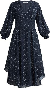 Riviera Print Dress In Navy & White