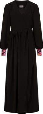 New Look Lilody Maxi Wrap In Black With Geranium Print Cuff