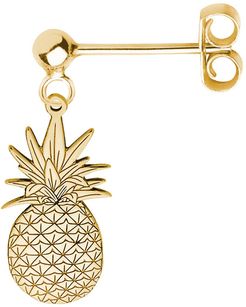 Gold Pineapple Single Short Drop Earring