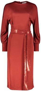 Long Sleeve Midi Dress Eleanora With Sequined Sleeves & Cuffs