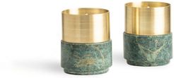 Brass Candle Holders Green Marble