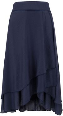 Ana Blue Modal-Silk Midi Skirt