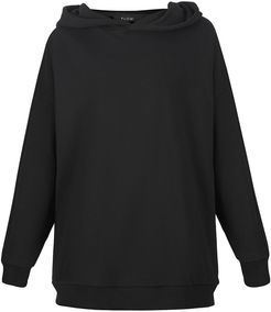 Oversized Boxy Hooded Sweatshirt In Black