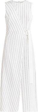 Marseille Striped Wrap Jumpsuit In White & Black