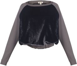 Paneled Velvet Sweatshirt