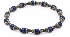 Lapis Lazuli Beads Oxidized Sterling Silver Bracelet