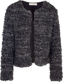 Wool Blend Cropped Jacket Anthracite
