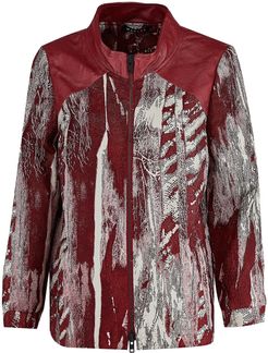 Luna Leather & Cotton Bomber Jacket - Red