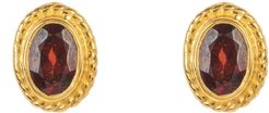 Birthstone Gold Gemstone Stud Earring January Garnet