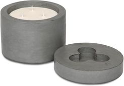 Tobacco & Oak 3 Wicks Soy Wax Candle & Concrete Candle Pot In Grey