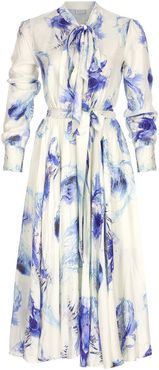 Raphaella Silk Jacquard With Original Print Midi Dress