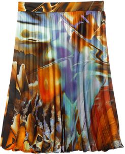 Super Pleats Skirt In Abstract Print