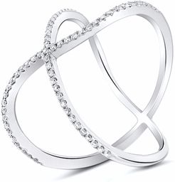 Modern X Diamond Ring 18k White Gold