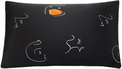 Face Line Art Printed Silk Pillowcase (One Piece) - Black