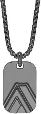 Chevron Id Tag Necklace In Gunmetal