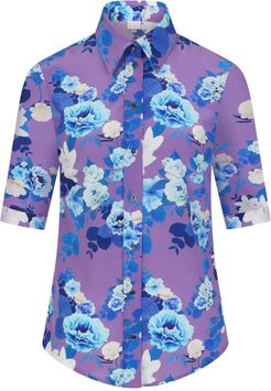 Purple Blossom Silk Shirt
