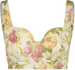 Iconic Romantic Indo Western Floral Jacquard Top