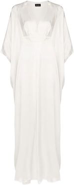 Dunaway White 100% Silk Satin Kaftan