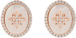 Starburst Oval Stud Earring White Mother Of Pearl Rosegold