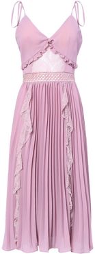 Pink Mauve Cami Pleated Low Back Midi Dress