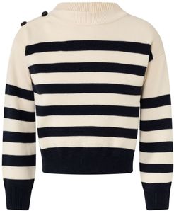 Striped Knit Sweater "By The Sea" In Navy Blue