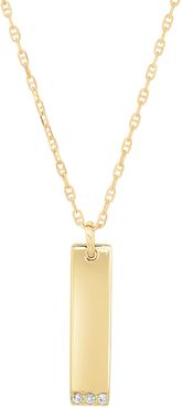 14K Gold Engravable Vertical Bar Necklace With Diamonds