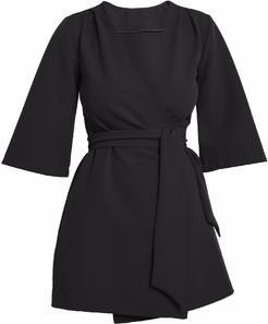 Mary-H-Wrap Mini Dress Kimono In Black