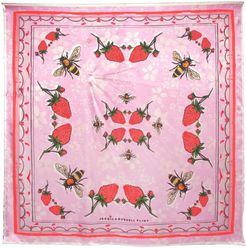 Silk Square Scarf - Strawberry Vines