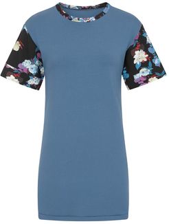 Blue Floral Cotton T-Shirt Dress