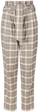 Checked Tailored High-Waisted Trousers