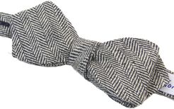 Black & Silver Herringbone Linen Spencer Bow Tie