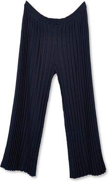 Cotton And Cashmere Knitted Pleat Trousers In Black Look