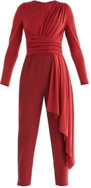 Berlin Draped Jumpsuit In Dark Red