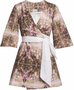 Mary H Wrap Mini Dress Kimono Shirt