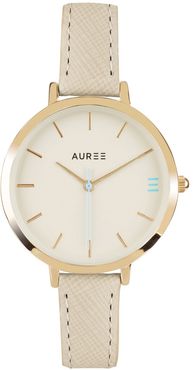 Montmartre Yellow Gold Watch With Almond & Pale Blue Strap