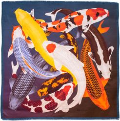 Koi Ii Fringed Silk Twill Scarf