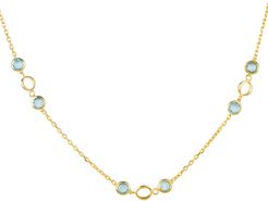 Milan Link Gemstone Necklace Gold Blue Topaz