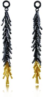 Tickle Ii Long Earrings Black & Gold