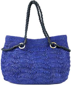 Blueberry Raffia Shoulder Bag Blue