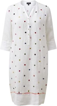 Mirror Embroidered Tunic Dress - White